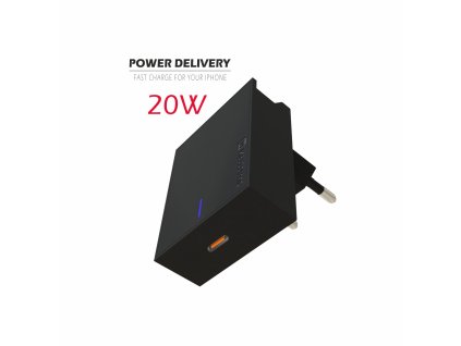 Sieťový adaptér Swissten POWER DELIVERY 20W pre iPhone - čierny