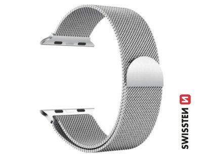 Remienok Apple Watch Swissten milánský ťah 42-44 mm - strieborný