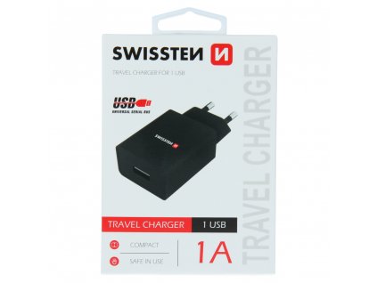 Sieťový adaptér Swissten SMART IC 1x USB 1A POWER - čierny