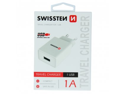 Sieťový adaptér Swissten SMART IC 1x USB 1A POWER - biely