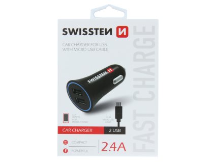 SWISSTEN CL ADAPTER 2,4A POWER 2X USB+KABEL MICRO USB 1.jpg OID 14PE200101
