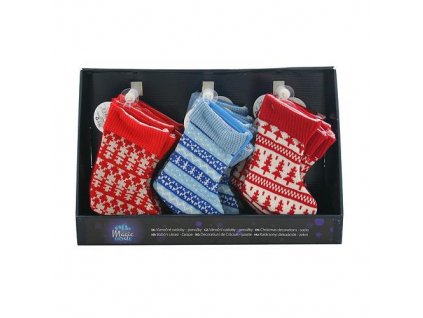 Ozdoba MagicHome Vianoce, ponožka, červená, modrá, vianočný motív, Sellbox 30 ks