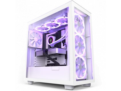 NZXT case H7 Elite edition / 4x140 mm (3xRGB) fan / 2xUSB 3.2 / USB-C 3.2 / tempered glass side and front side / white
