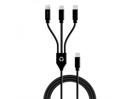 Le Cord kábel USB-C 3 in 1 multi cable made of recycled plastics 1.2m - Black