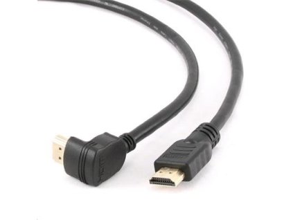 Kábel CABLEXPERT HDMI-HDMI 3m, 1.4, M/M tienený, pozlátené kontakty, 90° lomený, čierny