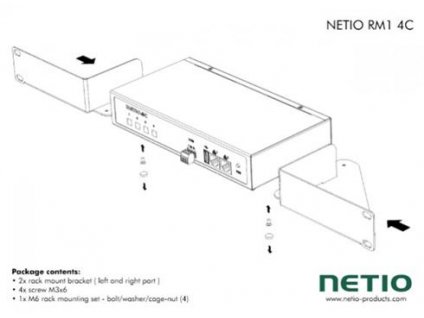 NETIO RM1 4C 19" 1U montážní držák pro 1x PowerPDU 4C