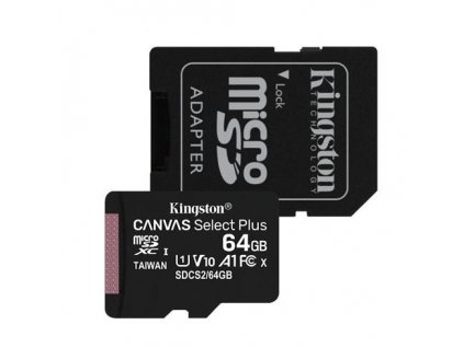 Kingston 64GB micro SDXC Canvas Select Plus 100R A1 C10 Card + adaptér