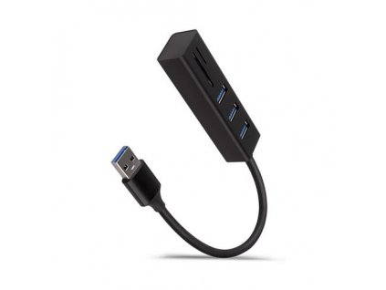 AXAGON HMA-CR3A, hub USB 3.2 Gen 1, 3x porty USB-A + čítačka kariet SD/microSD, kovový, kábel USB-A 20cm