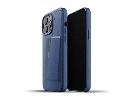 Mujjo kryt Full Leather Wallet Case pre iPhone 13 Pro Max - Monaco Blue
