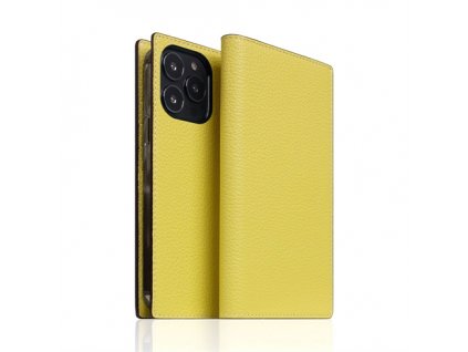 SLG Design puzdro D8 Neon Full Grain Leather Diary pre iPhone 14 Pro - Lemon
