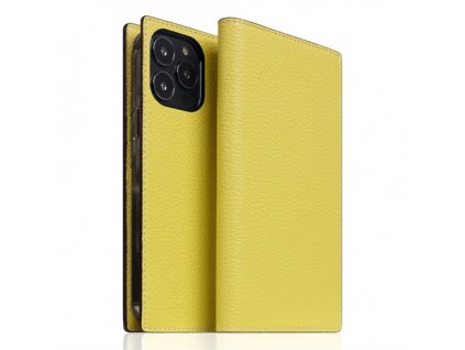 SLG Design puzdro D8 Neon Full Grain Leather Diary pre iPhone 14 Pro Max - Lemon
