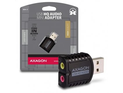 AXAGON ADA-17, USB 2.0 - externá zvuková karta HQ MINI, 96kHz/24-bit stereo, vstup USB-A