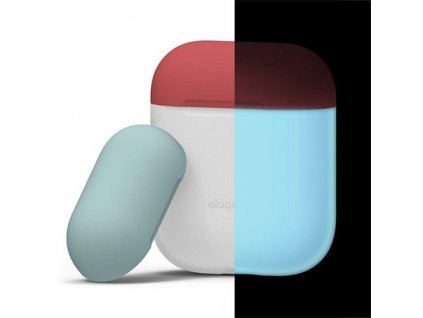 Elago Airpods Silicone Duo Case - NightGlow Blue/Pastel Blue, Pink