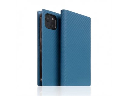 SLG Design puzdro D+ Italian Carbon Leather Diary pre iPhone 14 - Blue