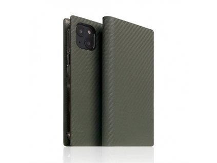 SLG Design puzdro D+ Italian Carbon Leather Diary pre iPhone 14 - Khaki