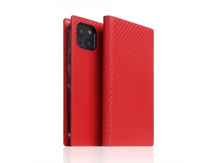 SLG Design puzdro D+ Italian Carbon Leather Diary pre iPhone 14 - Red