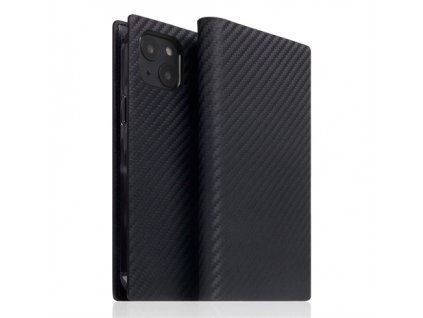 SLG Design puzdro D+ Italian Carbon Leather Diary pre iPhone 14 Plus - Black