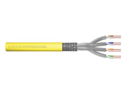 DIGITUS kábel Cat7A S/FTP, drôt, 1500MHz Dca, AWG 22/1, 100m cievka, žltý