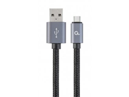 Kábel CABLEXPERT USB 2.0 AM na Type-C kábel (AM/CM), 1,8m, opletený, čierny, blister