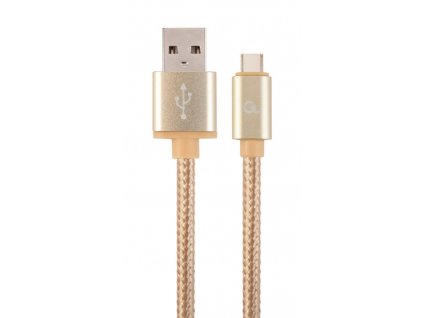 Kábel CABLEXPERT USB 2.0 AM na Type-C kábel (AM/CM), 1,8m, opletený, zlatý, blister