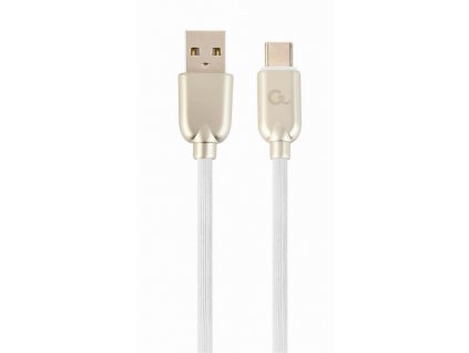 Kábel CABLEXPERT USB 2.0 AM na Type-C kábel (AM/CM), 1m, pogumovaný, biely, blister, PREMIUM QUALITY