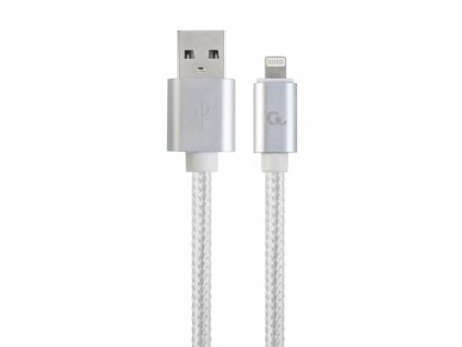 Kábel CABLEXPERT USB 2.0 Lightning (IP5 a vyšší) nabíjací a synchronizačný kábel, opletený, 1,8m, strieborný, blister