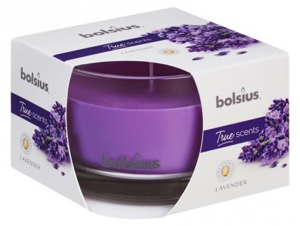 Bytová sviečka bolsius Jar True Scents 63/90 mm, levanduľa