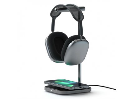 Satechi stojan 2-in-1 Headphone Stand With Wireless Charger - Space Grey Aluminium