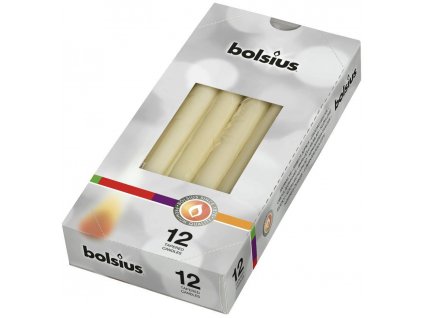 Dlhé sviečky bolsius Tapered 245/24 mm, krémová, bal. 12 ks