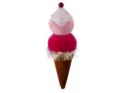 Dekorácia MagicHome Vianoce Candy Line, zmrzlina, červená, závesná, 16 cm