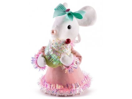 Dekorácia MagicHome Vianoce Candy Line, myška, ružová, 27 cm