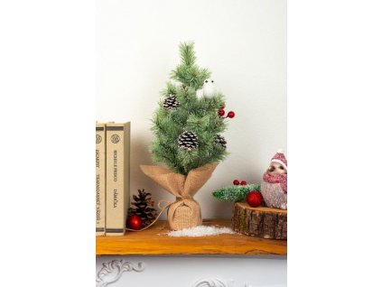 Vianočný, ozdobený stromček MagicHome, prírodný, 36 cm