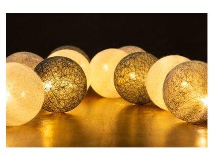 Svetelná reťaz MagicHome Cotton Balls 3 shades, 10 LED, PE/bavlna, 2xAA, L-1,35 m