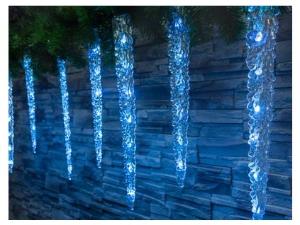 Vianočná svetelná reťaz MagicHom Icicle, 65 LED ľadovo modrá, 8 funkcií, 230 V, 50 Hz, IP44, exteriér, L-2,70 m