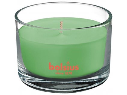 Sviečka do bytu bolsius Jar True Scents 63/90 mm, zelený čaj