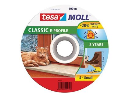Tesnenie tesamoll® profil E, 9 mm, hnedé, L-100 m, na okná a dvere, hnedé