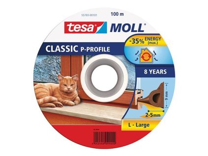 Tesnenie tesamoll® profil P, 9 mm, hnedé, L-100 m, na okná a dvere, hnedé