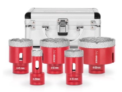 Sada vyrezávačov Strend Pro Premium DCB11S5, 20-35-45-55-68 mm, M14, diamant, korunky, professional