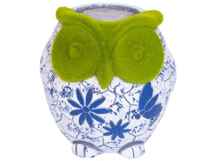 Záhradná dekorácia MagicHome, Sova s kvetináčom, modrý ornament