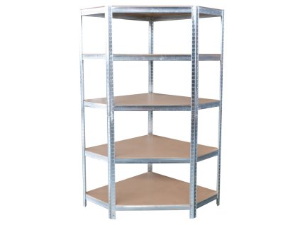 Regál Racks RAT80, do kúta, rohový, kovový, MDF, 5 políc, 180x90x40 cm, max. 150 kg/polica