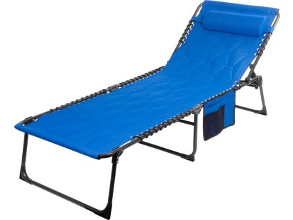 Lehátko BOGOTA, modré, s bočným odkladacím vreckom, 188x55x27 cm