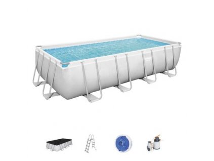 Nadzemný bazén s pieskovou filtráciou Bestway® Power Steel™, 56466, dávkovač, plachta, rebrík 5,49x2,74x1,22 m