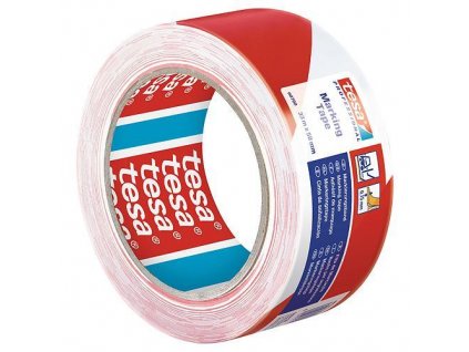 Páska tesa® PRO Marking, lepiaca, výstražná, červeno-biela, 50 mm, L-33 m
