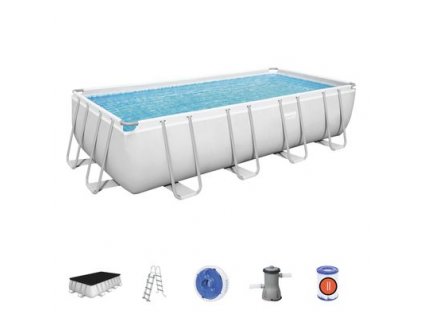 Rodinný bazén - biely Bestway® Power Steel™, 56670, plachta, rebrík, pumpa, dávkovač, 4,88x2,44x1,22 m