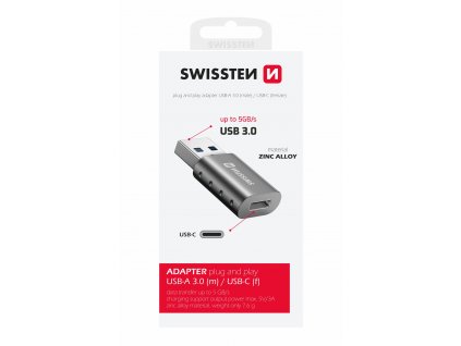 SWISSTEN adaptér/ redukcia USB-A(M)/USB-C(F)