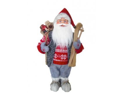 Dekorácia MagicHome Vianoce, Santa stojaci, s lyžami, 60 cm