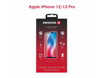 Ochranné tvrdené sklo Swissten 3D iPhone 12/12 Pro - čierny rámik