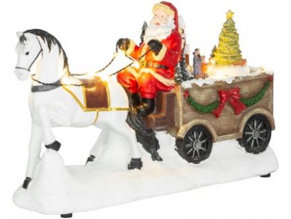 Dekorácia MagicHome Vianoce, Santa s koňom, LED, 3xAA, interiér
