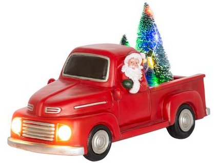 Dekorácia MagicHome Vianoce, Vianočné auto so santom, LED, 3xAA, interiér