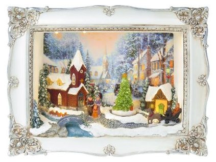 Dekorácia MagicHome Vianoce, Vianočný obraz, LED, 3D, 3xAA, interiér, 28,5x8,2x21,2 cm